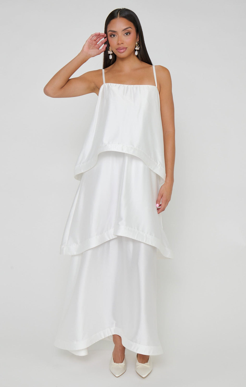 Ella Maxi Dress ~ Ivory Luxe Satin