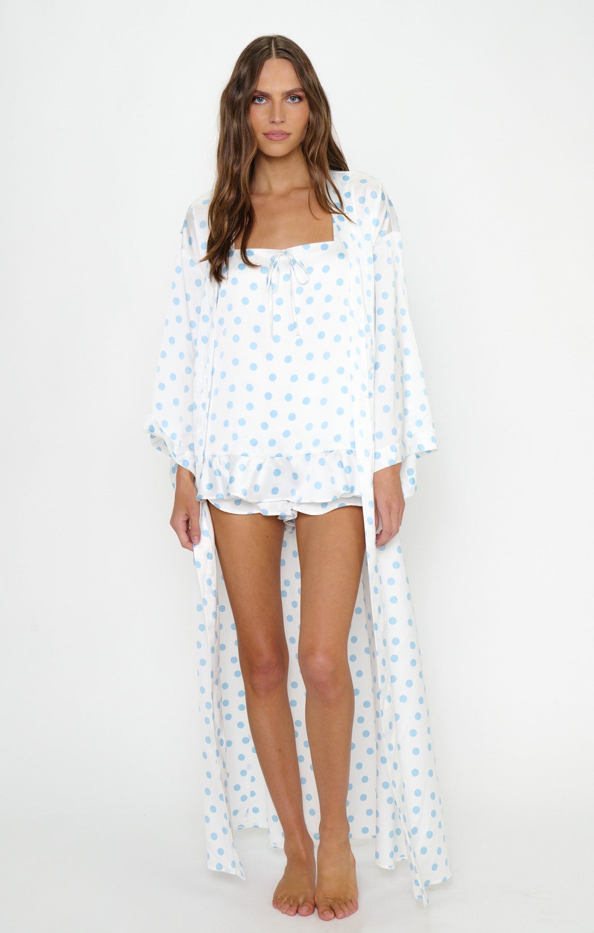 Sunrise Robe ~ Powder Blue Polka Dot