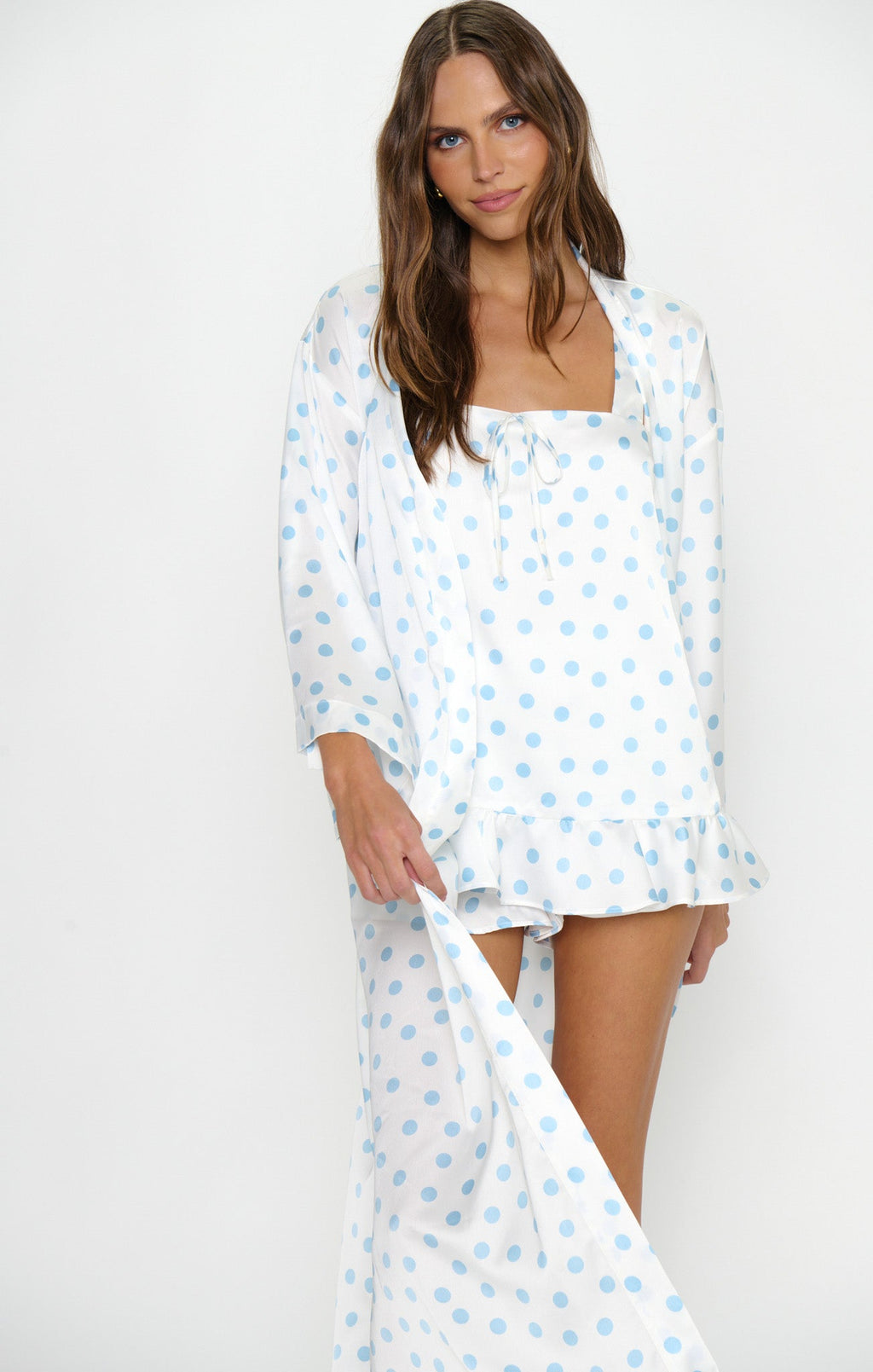 Sunrise Robe ~ Powder Blue Polka Dot