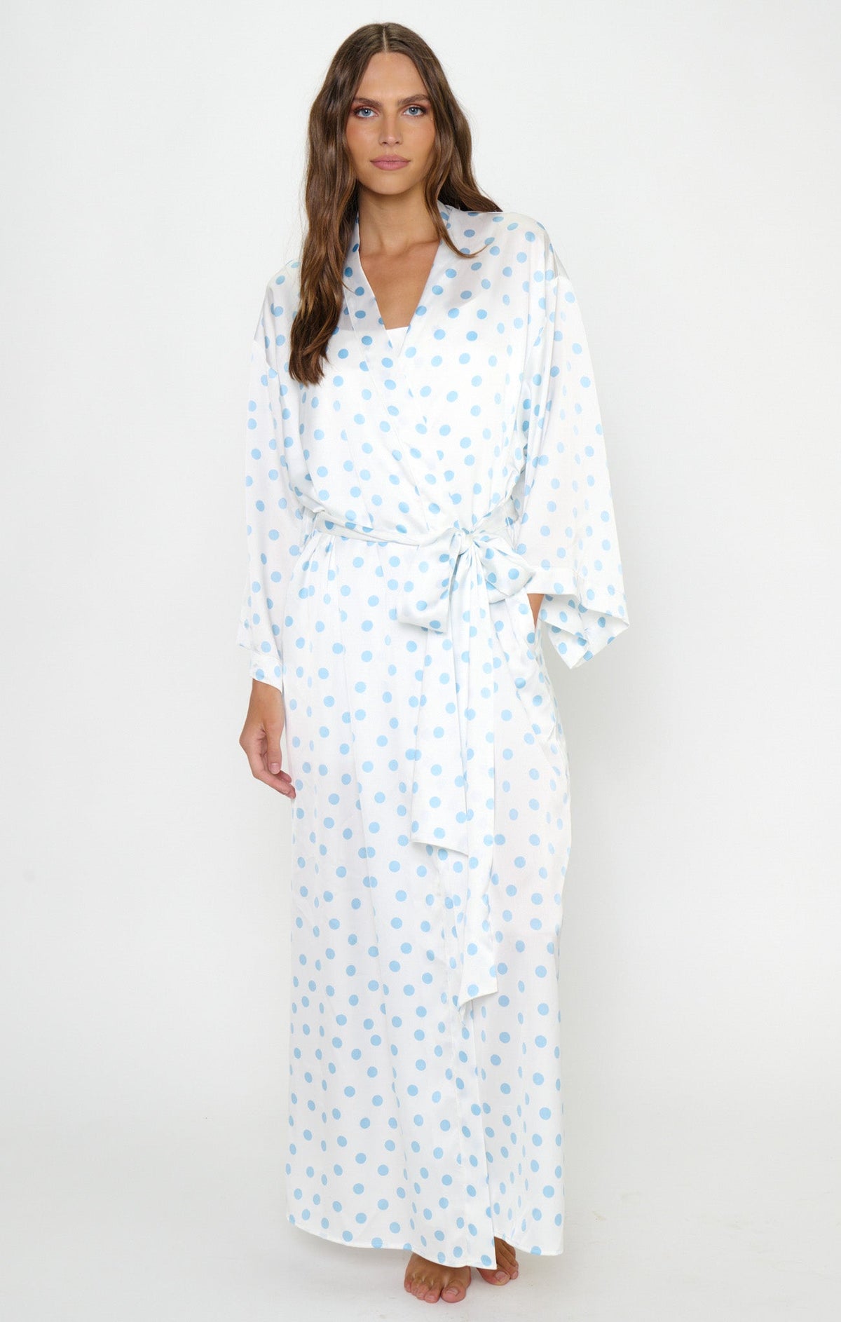 Sunrise Robe ~ Powder Blue Polka Dot