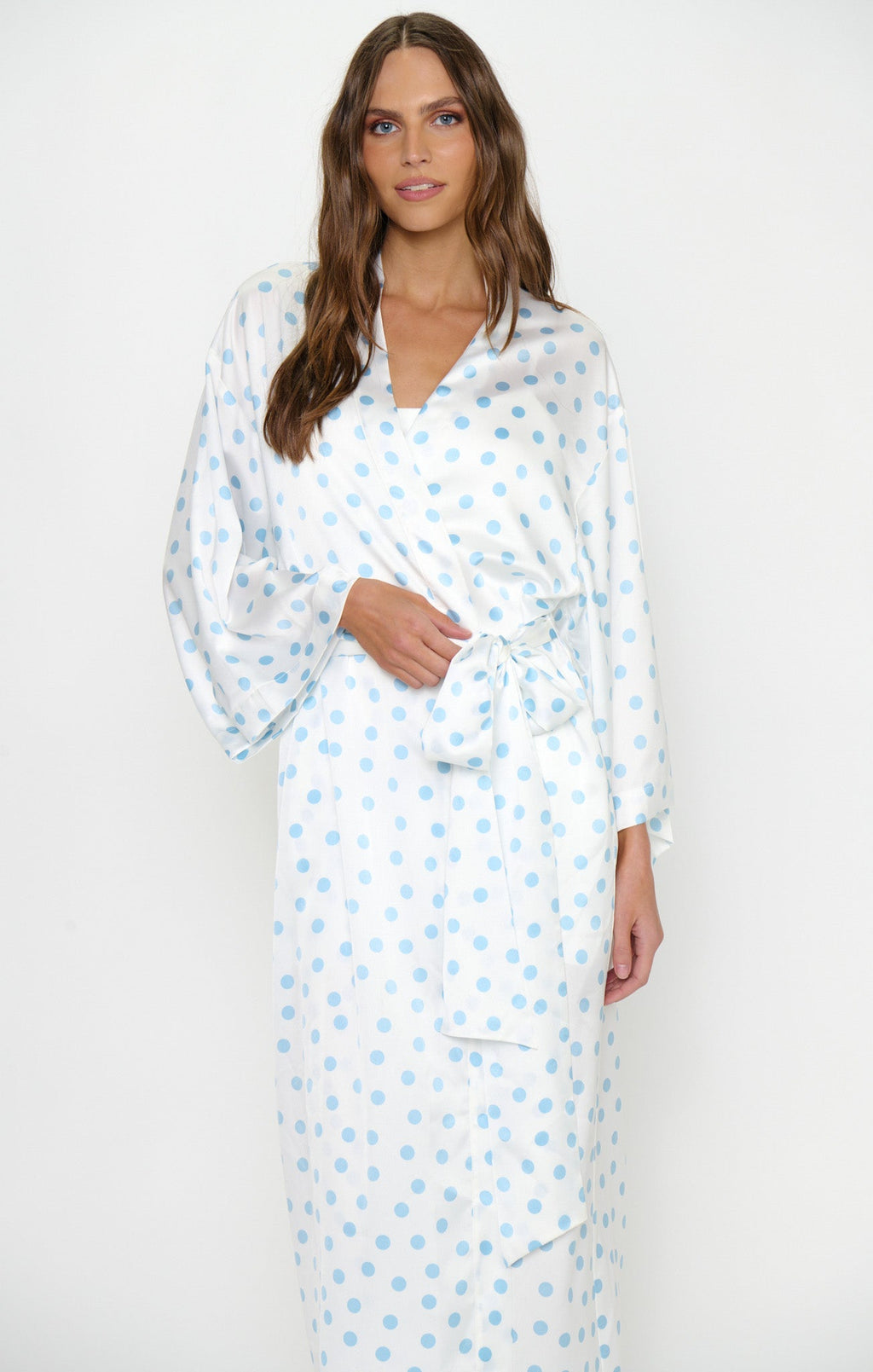 Sunrise Robe ~ Powder Blue Polka Dot