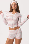 Ribbed Jersey Mini Shorts in Pink Stripe
